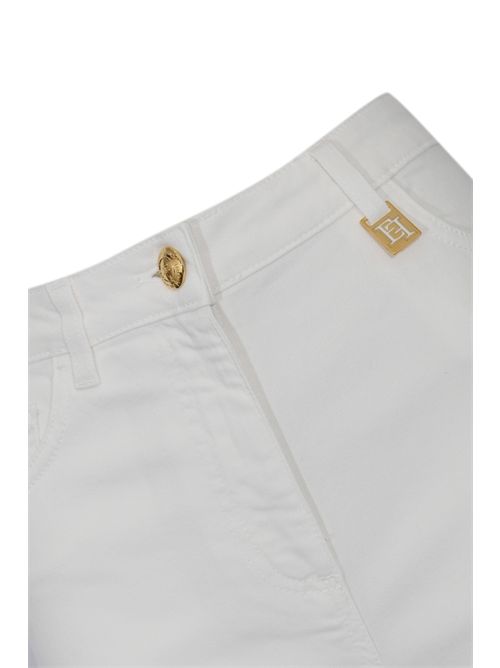 Jeans a palazzo con dettaglio logo Avorio Elisabetta Franchi | PJ23N61E2360